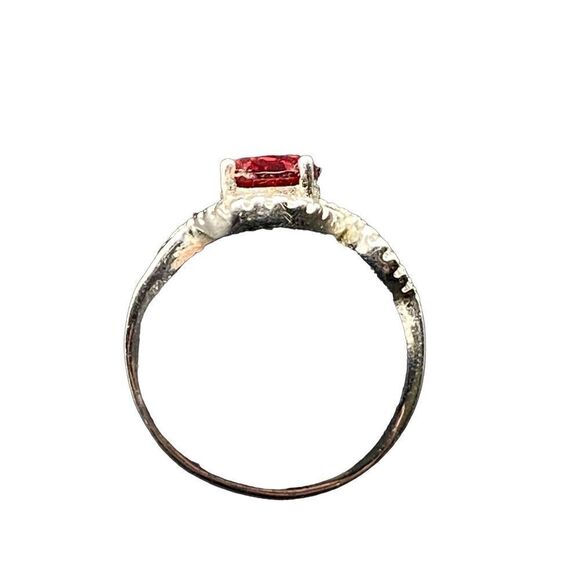 Sterling silver 925 simulated Ruby And diamond halo ring size 8 - Picture 9 of 10
